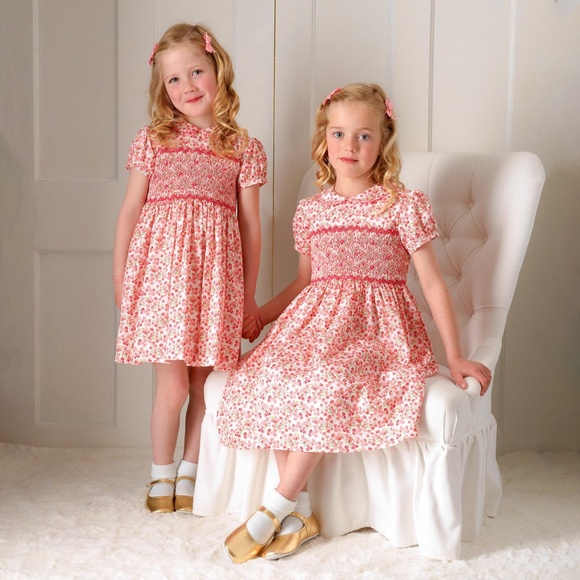 Rachel Riley Forget Me Not Smocked Dress Pink Floral Girls Party Dress Sz 5 $165 - Picture 3 of 9